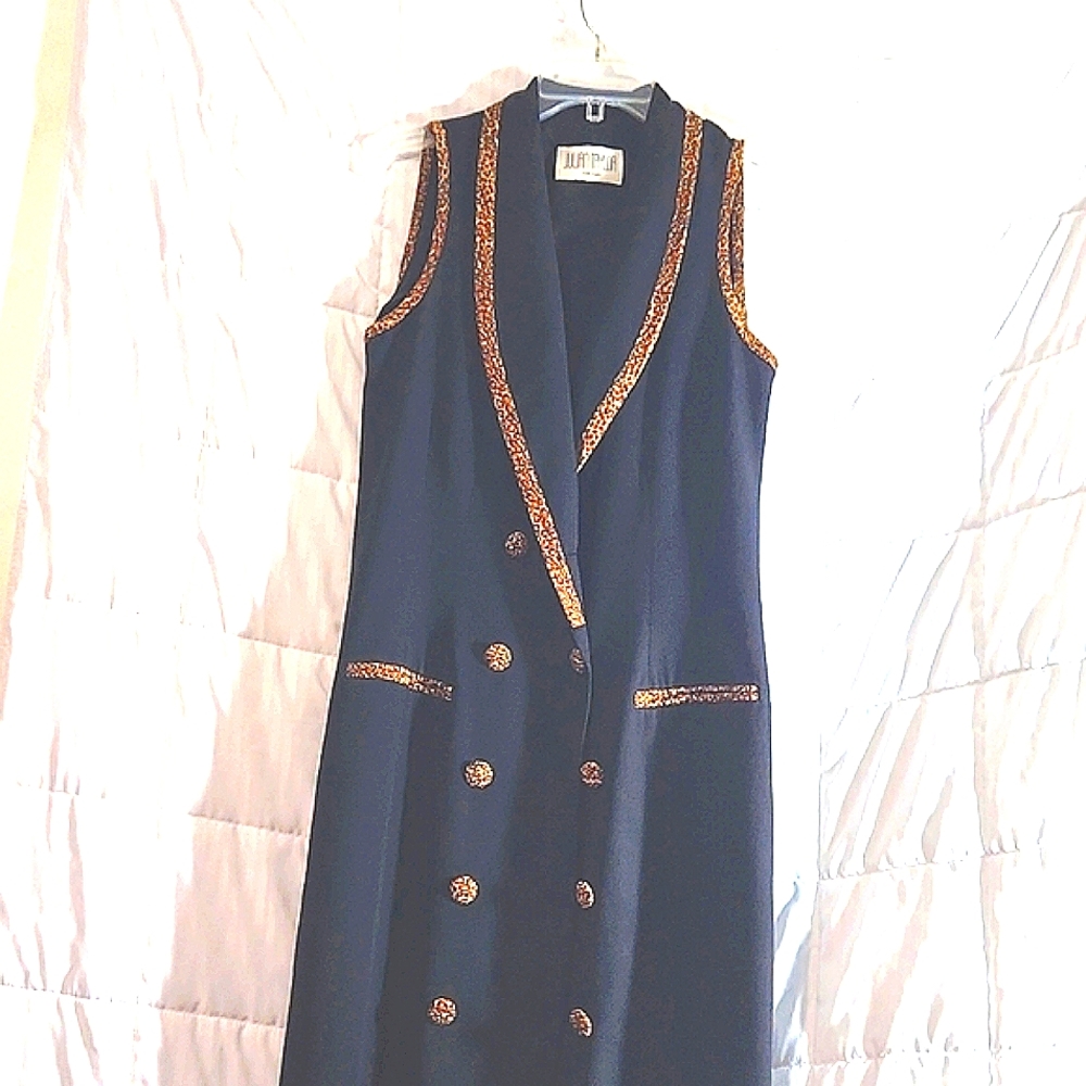 VINTAGE JULIAN TAYLOR BLACK CHEETAH PRINT DRESS 90'S SEXY SUIT A-76